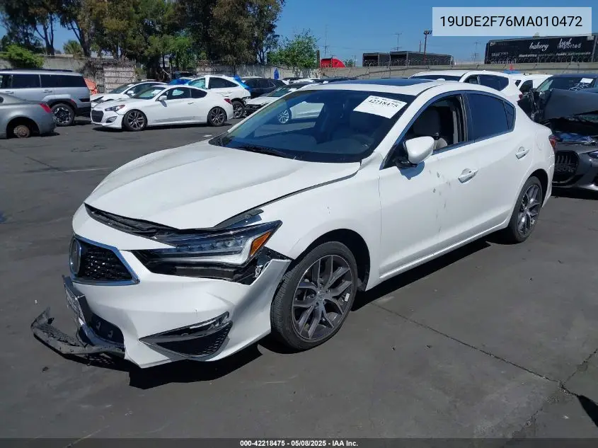 2021 Acura Ilx Premium Package/Technology Package VIN: 19UDE2F76MA010472 Lot: 42218475