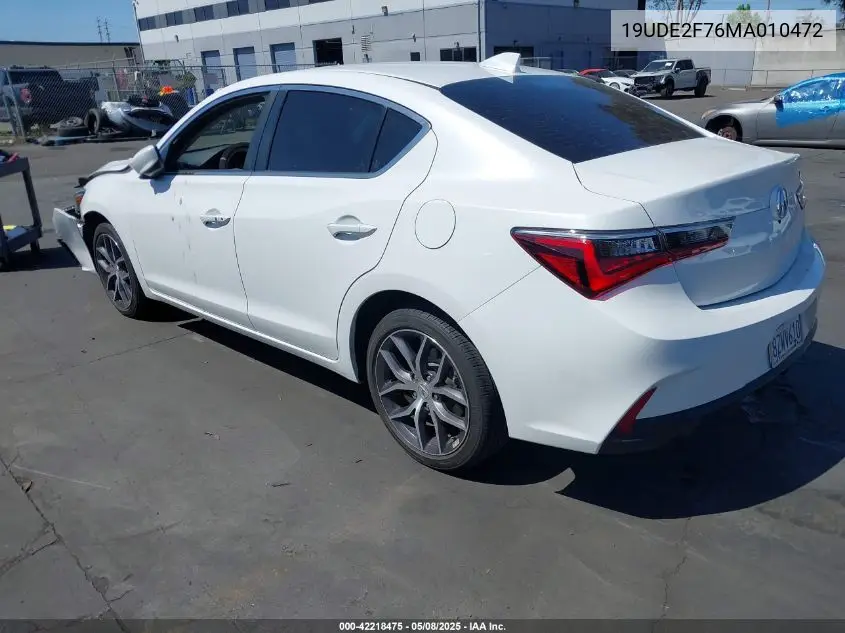 2021 Acura Ilx Premium Package/Technology Package VIN: 19UDE2F76MA010472 Lot: 42218475