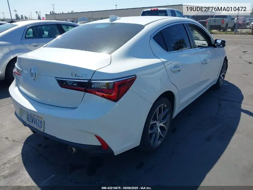 2021 Acura Ilx Premium Package/Technology Package VIN: 19UDE2F76MA010472 Lot: 42218475