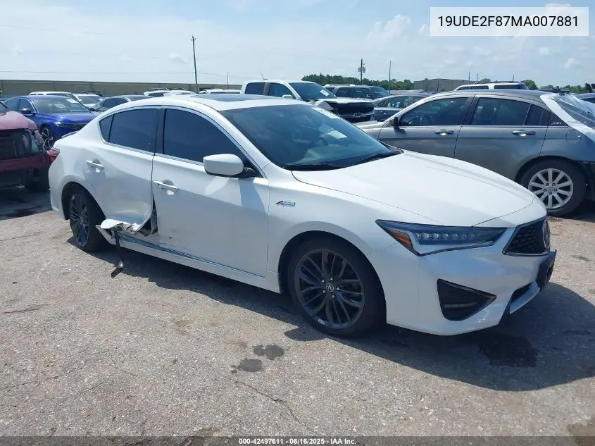2021 Acura Ilx Premium A-Spec Packages/Technology A-Spec Packages VIN: 19UDE2F87MA007881 Lot: 42497611
