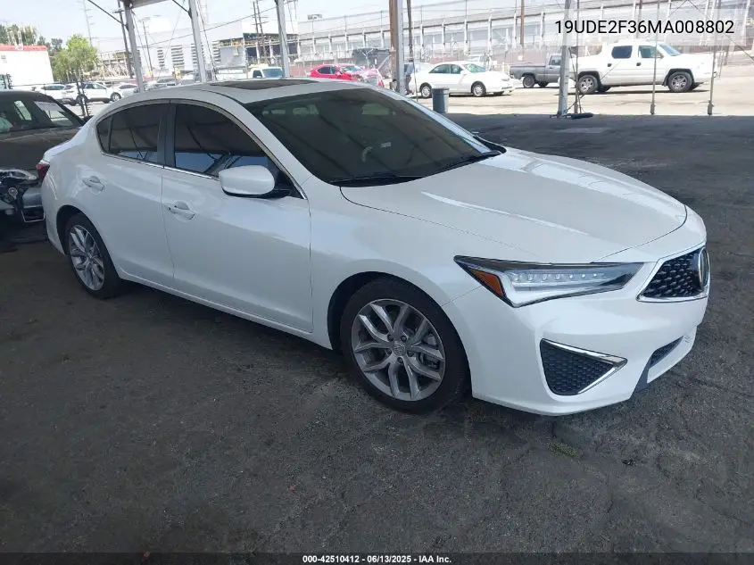 2021 Acura Ilx Standard VIN: 19UDE2F36MA008802 Lot: 42510412