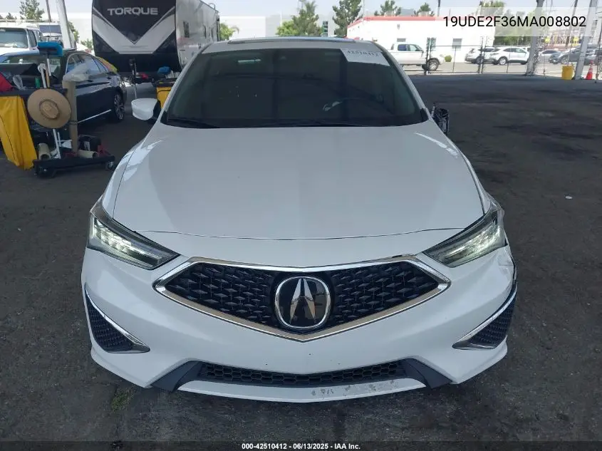 2021 Acura Ilx Standard VIN: 19UDE2F36MA008802 Lot: 42510412