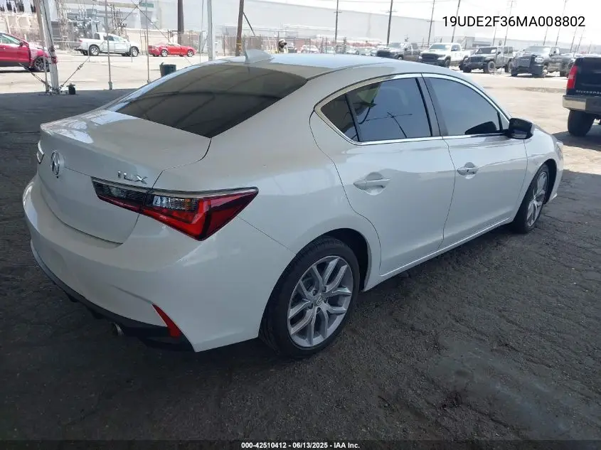 2021 Acura Ilx Standard VIN: 19UDE2F36MA008802 Lot: 42510412
