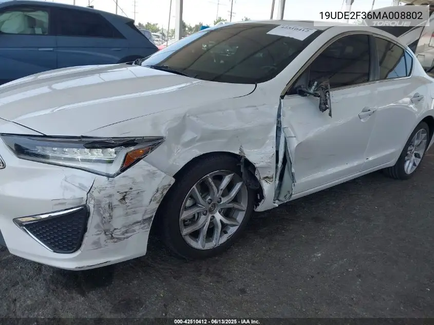 2021 Acura Ilx Standard VIN: 19UDE2F36MA008802 Lot: 42510412