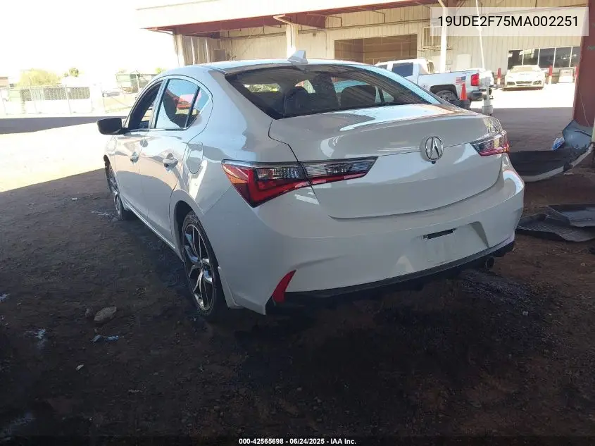 2021 Acura Ilx Premium Package/Technology Package VIN: 19UDE2F75MA002251 Lot: 42565698