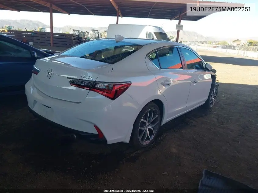 2021 Acura Ilx Premium Package/Technology Package VIN: 19UDE2F75MA002251 Lot: 42565698