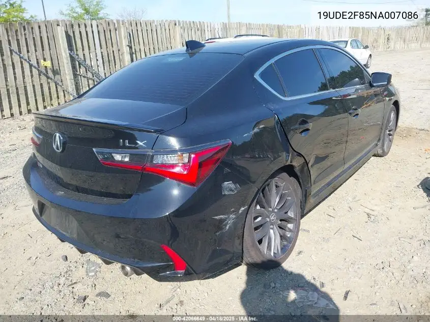 2022 Acura Ilx Premium A-Spec Packages/Technology A-Spec Packages VIN: 19UDE2F85NA007086 Lot: 42066649