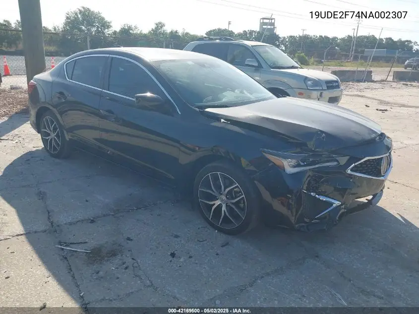 2022 Acura Ilx Premium Package VIN: 19UDE2F74NA002307 Lot: 42169500