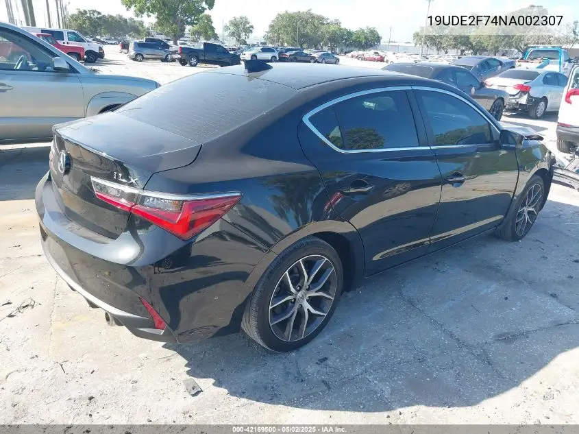 2022 Acura Ilx Premium Package VIN: 19UDE2F74NA002307 Lot: 42169500