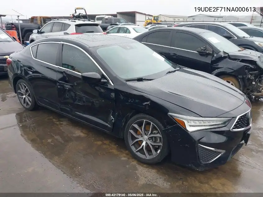 2022 Acura Ilx Premium Package VIN: 19UDE2F71NA000613 Lot: 42179140