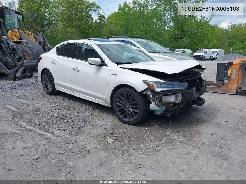 2022 Acura Ilx Premium A-Spec Packages/Technology A-Spec Packages VIN: 19UDE2F81NA005108 Lot: 42208509