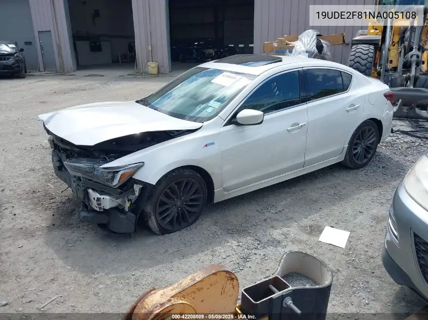 2022 Acura Ilx Premium A-Spec Packages/Technology A-Spec Packages VIN: 19UDE2F81NA005108 Lot: 42208509