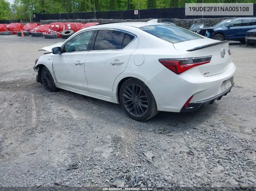 2022 Acura Ilx Premium A-Spec Packages/Technology A-Spec Packages VIN: 19UDE2F81NA005108 Lot: 42208509