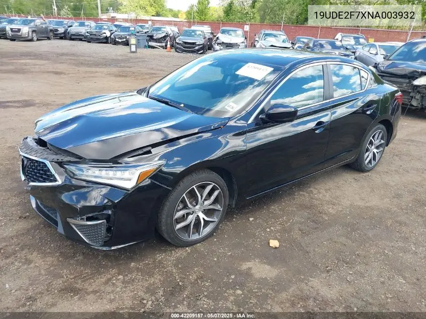 2022 Acura Ilx Premium Package VIN: 19UDE2F7XNA003932 Lot: 42209157