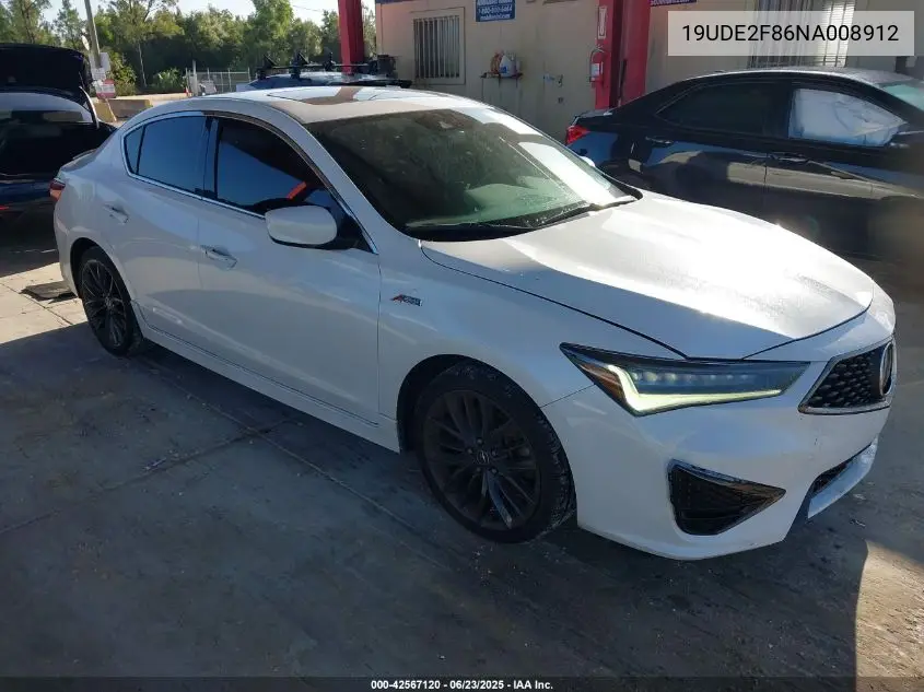 2022 Acura Ilx Premium A-Spec Packages/Technology A-Spec Packages VIN: 19UDE2F86NA008912 Lot: 42567120