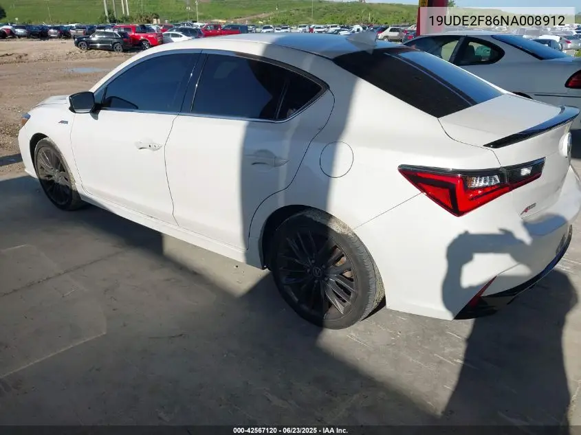 2022 Acura Ilx Premium A-Spec Packages/Technology A-Spec Packages VIN: 19UDE2F86NA008912 Lot: 42567120