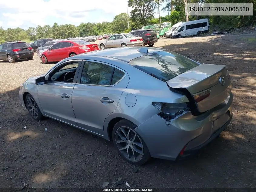 2022 Acura Ilx Premium Package VIN: 19UDE2F70NA005530 Lot: 42783080