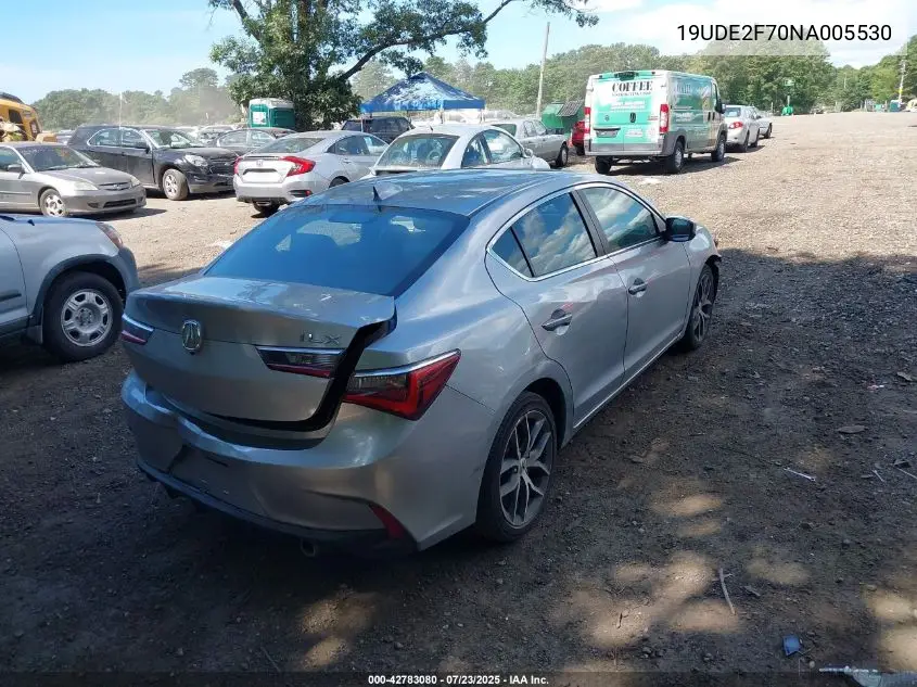 2022 Acura Ilx Premium Package VIN: 19UDE2F70NA005530 Lot: 42783080