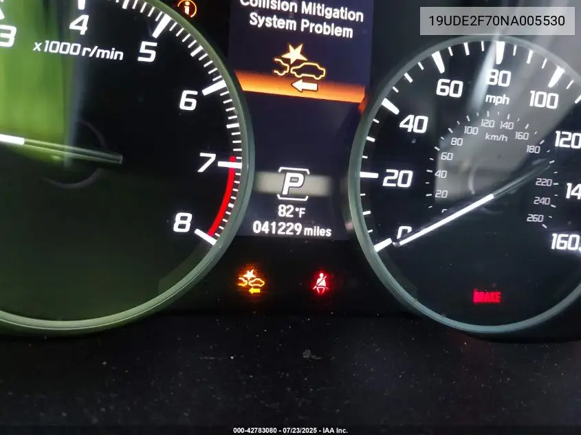 2022 Acura Ilx Premium Package VIN: 19UDE2F70NA005530 Lot: 42783080