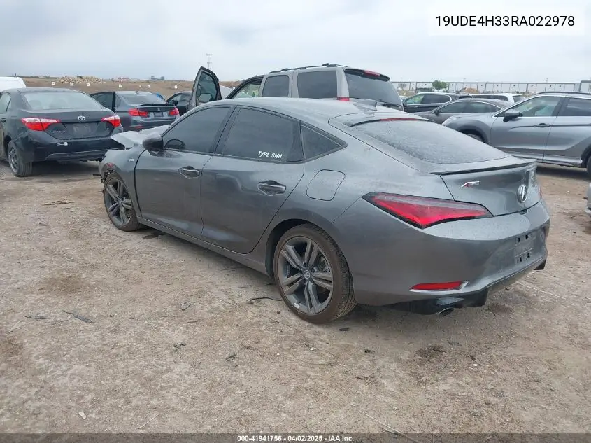 2024 Acura Integra A-Spec VIN: 19UDE4H33RA022978 Lot: 41941756