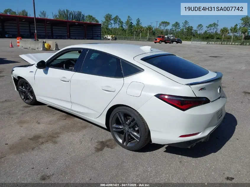2025 Acura Integra A-Spec VIN: 19UDE4H31SA007742 Lot: 42061431