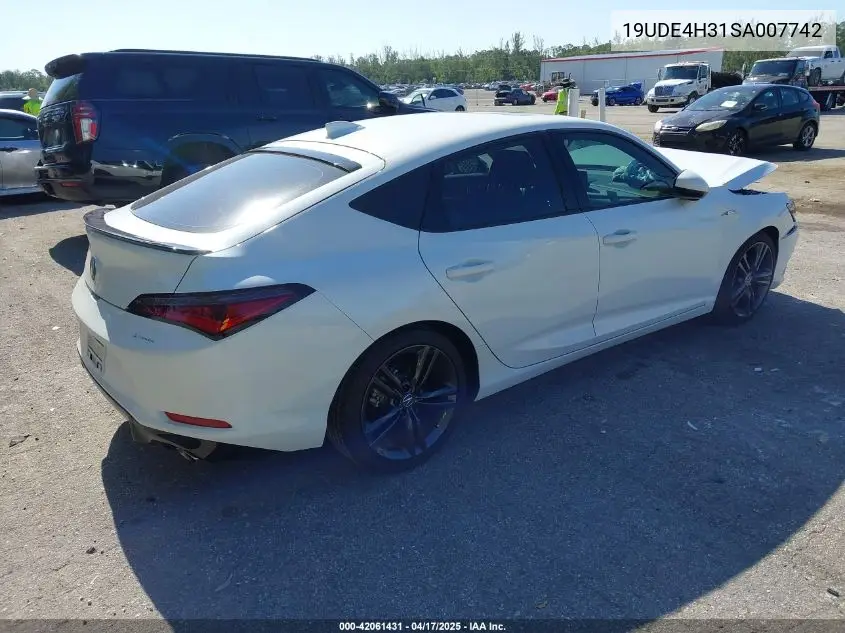2025 Acura Integra A-Spec VIN: 19UDE4H31SA007742 Lot: 42061431