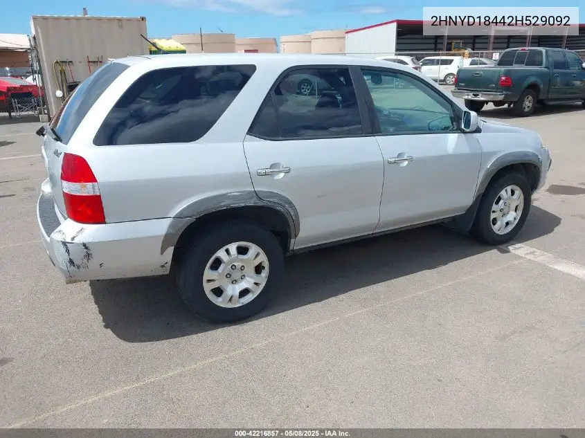 2002 Acura Mdx VIN: 2HNYD18442H529092 Lot: 42216857