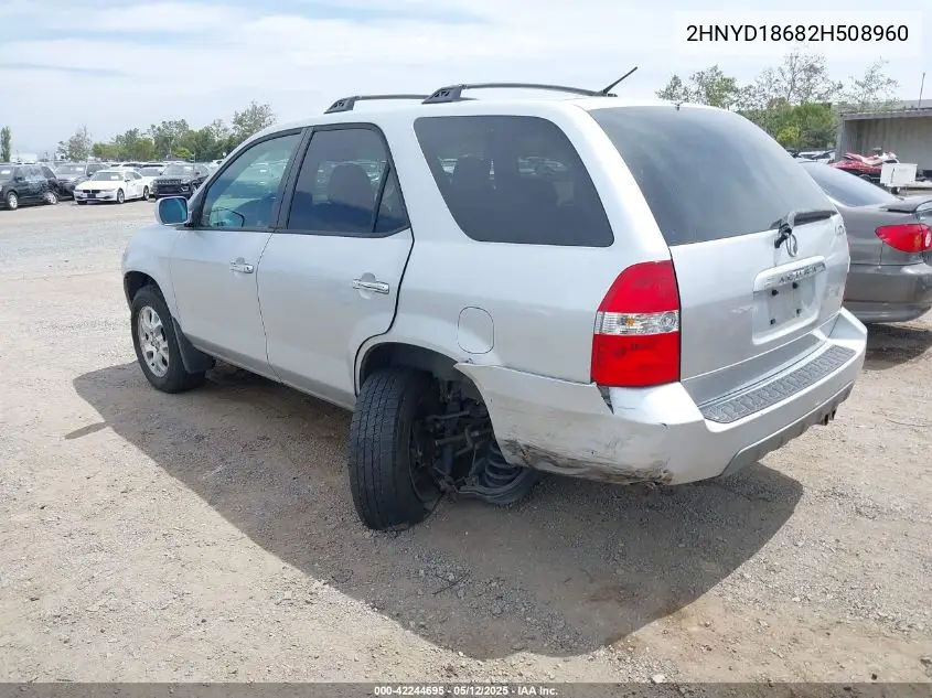 2002 Acura Mdx VIN: 2HNYD18682H508960 Lot: 42244695
