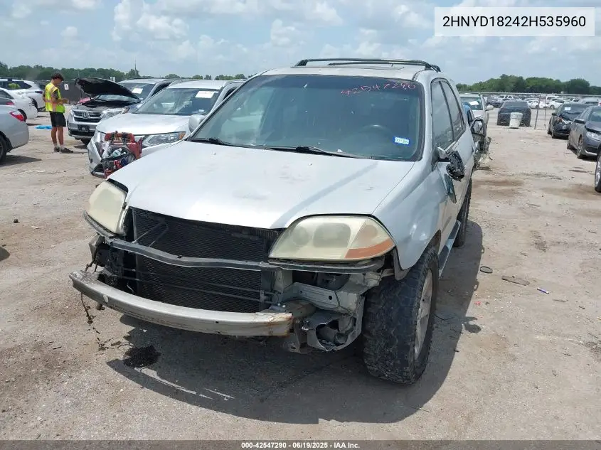 2002 Acura Mdx VIN: 2HNYD18242H535960 Lot: 42547290