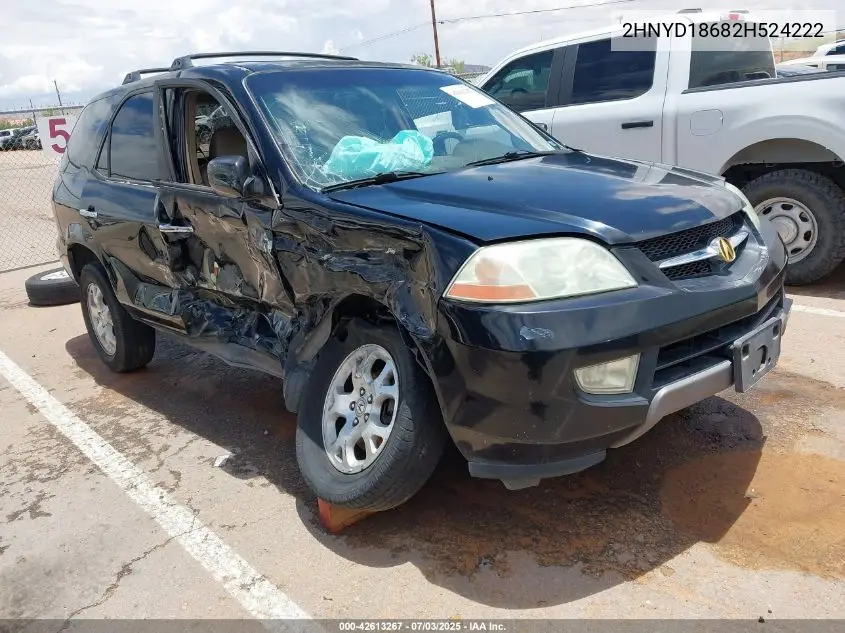 2002 Acura Mdx VIN: 2HNYD18682H524222 Lot: 42613267