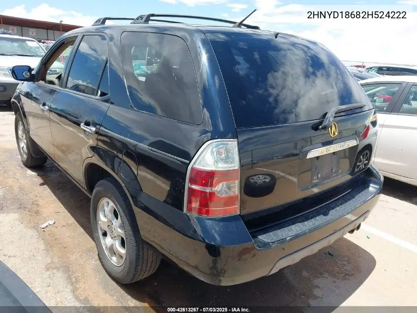 2002 Acura Mdx VIN: 2HNYD18682H524222 Lot: 42613267