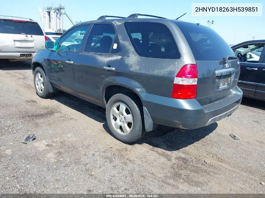 2003 Acura Mdx VIN: 2HNYD18263H539851 Lot: 42546067