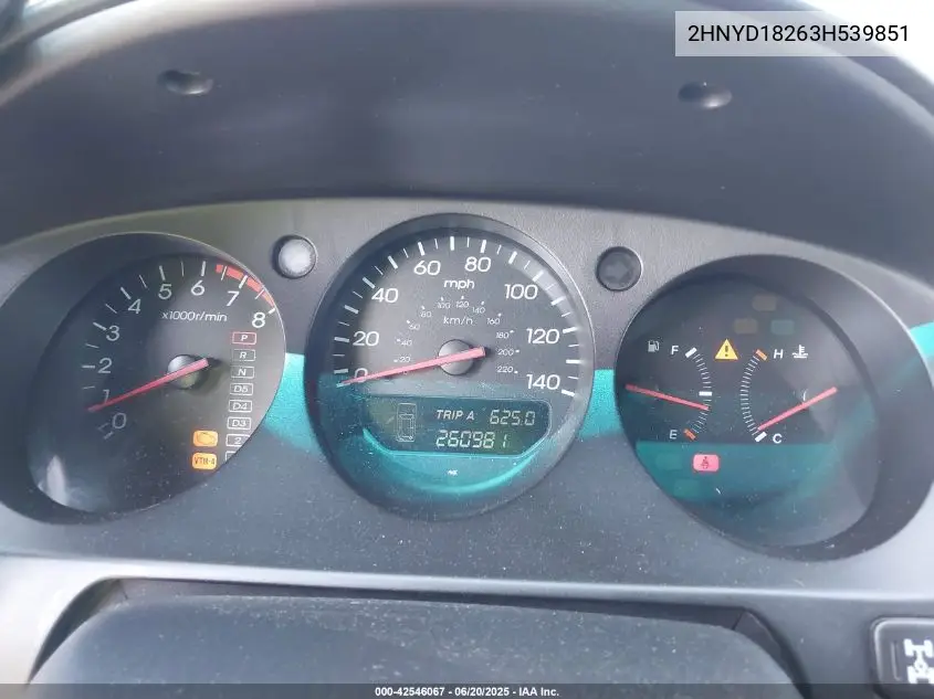2003 Acura Mdx VIN: 2HNYD18263H539851 Lot: 42546067