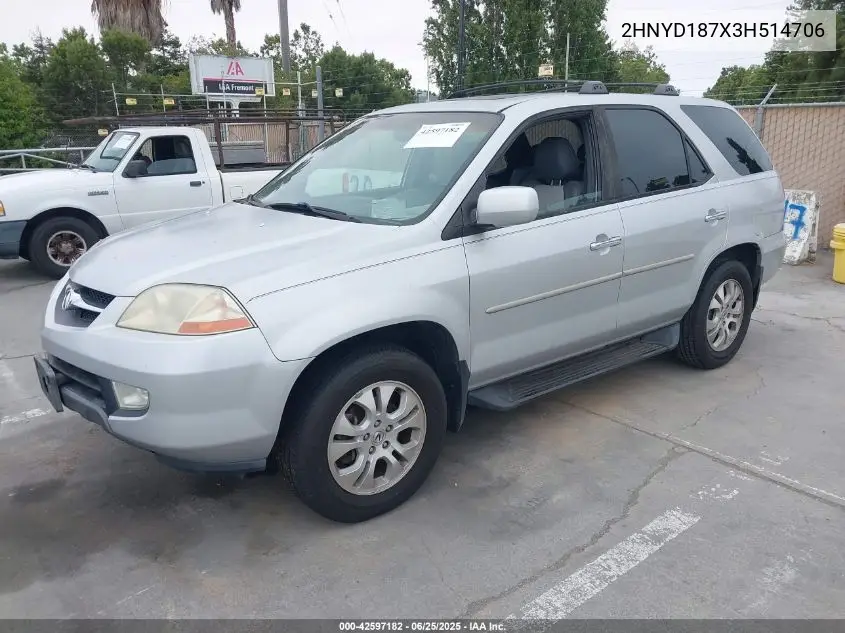 2003 Acura Mdx VIN: 2HNYD187X3H514706 Lot: 42597182