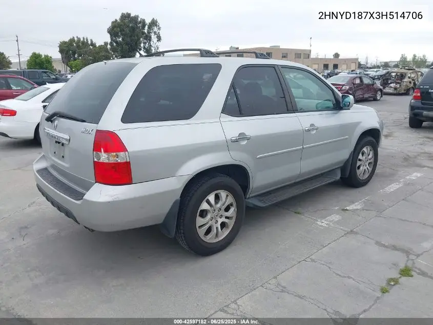 2003 Acura Mdx VIN: 2HNYD187X3H514706 Lot: 42597182