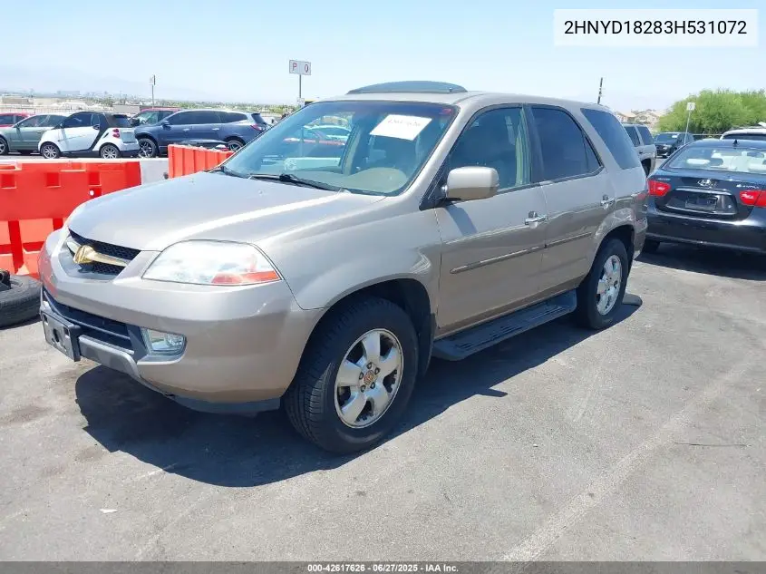 2003 Acura Mdx VIN: 2HNYD18283H531072 Lot: 42617626