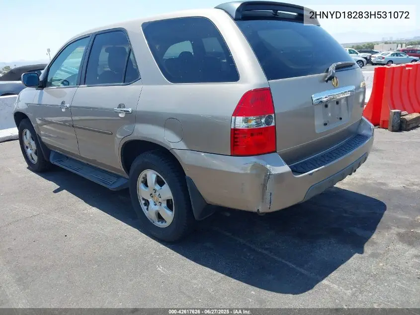 2003 Acura Mdx VIN: 2HNYD18283H531072 Lot: 42617626