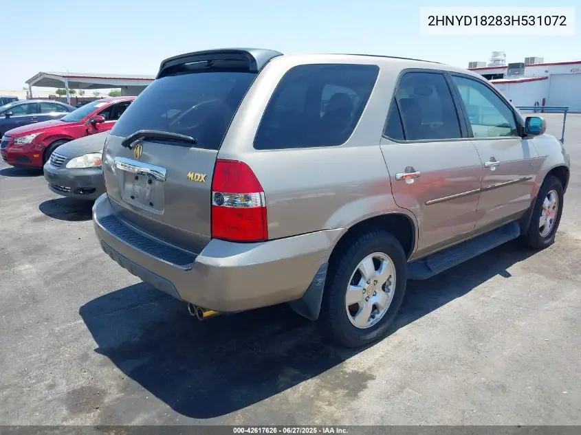 2003 Acura Mdx VIN: 2HNYD18283H531072 Lot: 42617626