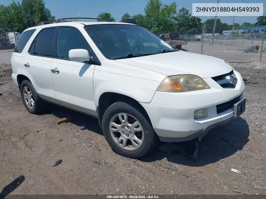 2004 Acura Mdx VIN: 2HNYD18804H549393 Lot: 42518070