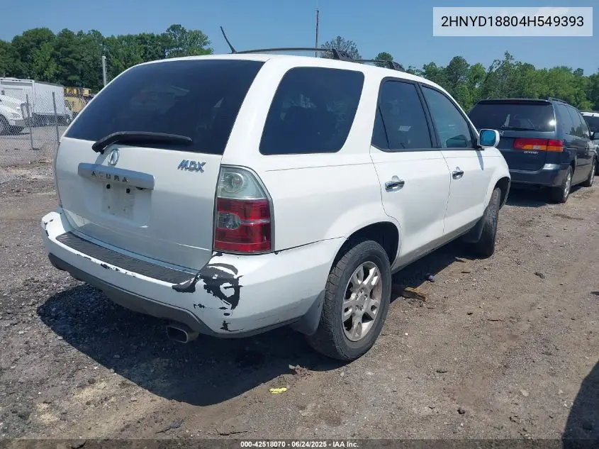 2004 Acura Mdx VIN: 2HNYD18804H549393 Lot: 42518070