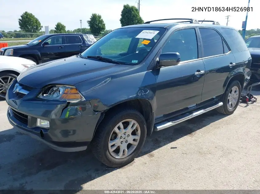 2004 Acura Mdx VIN: 2HNYD18634H526981 Lot: 42543021