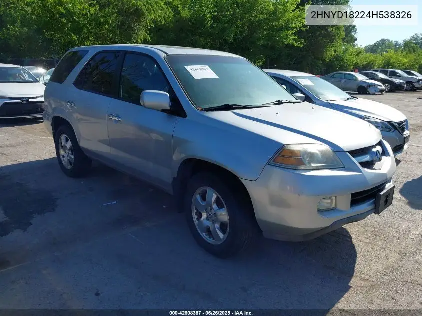 2004 Acura Mdx VIN: 2HNYD18224H538326 Lot: 42608387