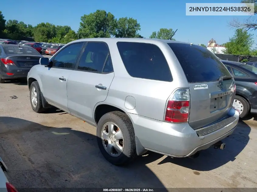 2004 Acura Mdx VIN: 2HNYD18224H538326 Lot: 42608387