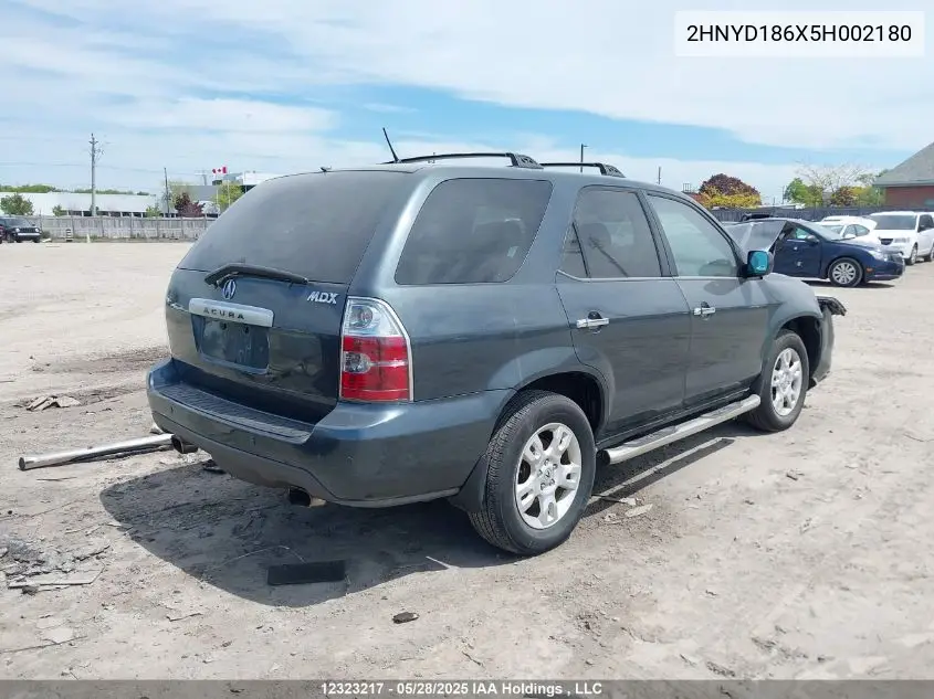 2005 Acura Mdx Touring VIN: 2HNYD186X5H002180 Lot: 12323217