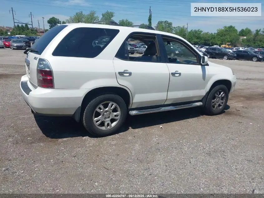 2005 Acura Mdx VIN: 2HNYD188X5H536023 Lot: 42254787