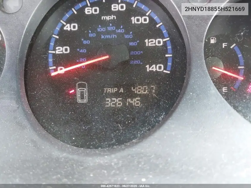 2005 Acura Mdx VIN: 2HNYD18855H521669 Lot: 42571823