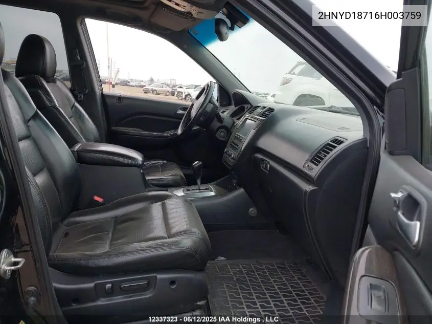 2006 Acura Mdx VIN: 2HNYD18716H003759 Lot: 12337323