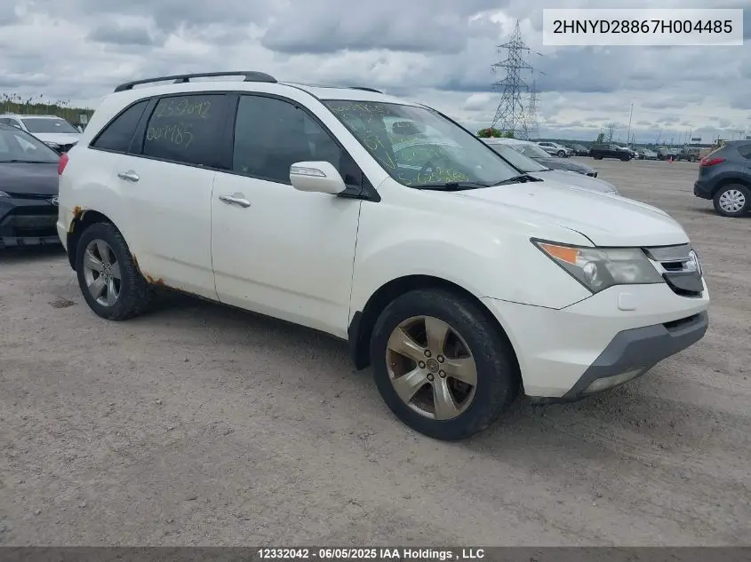 2007 Acura Mdx Sport VIN: 2HNYD28867H004485 Lot: 12332042