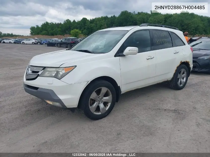 2007 Acura Mdx Sport VIN: 2HNYD28867H004485 Lot: 12332042