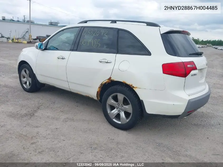 2007 Acura Mdx Sport VIN: 2HNYD28867H004485 Lot: 12332042
